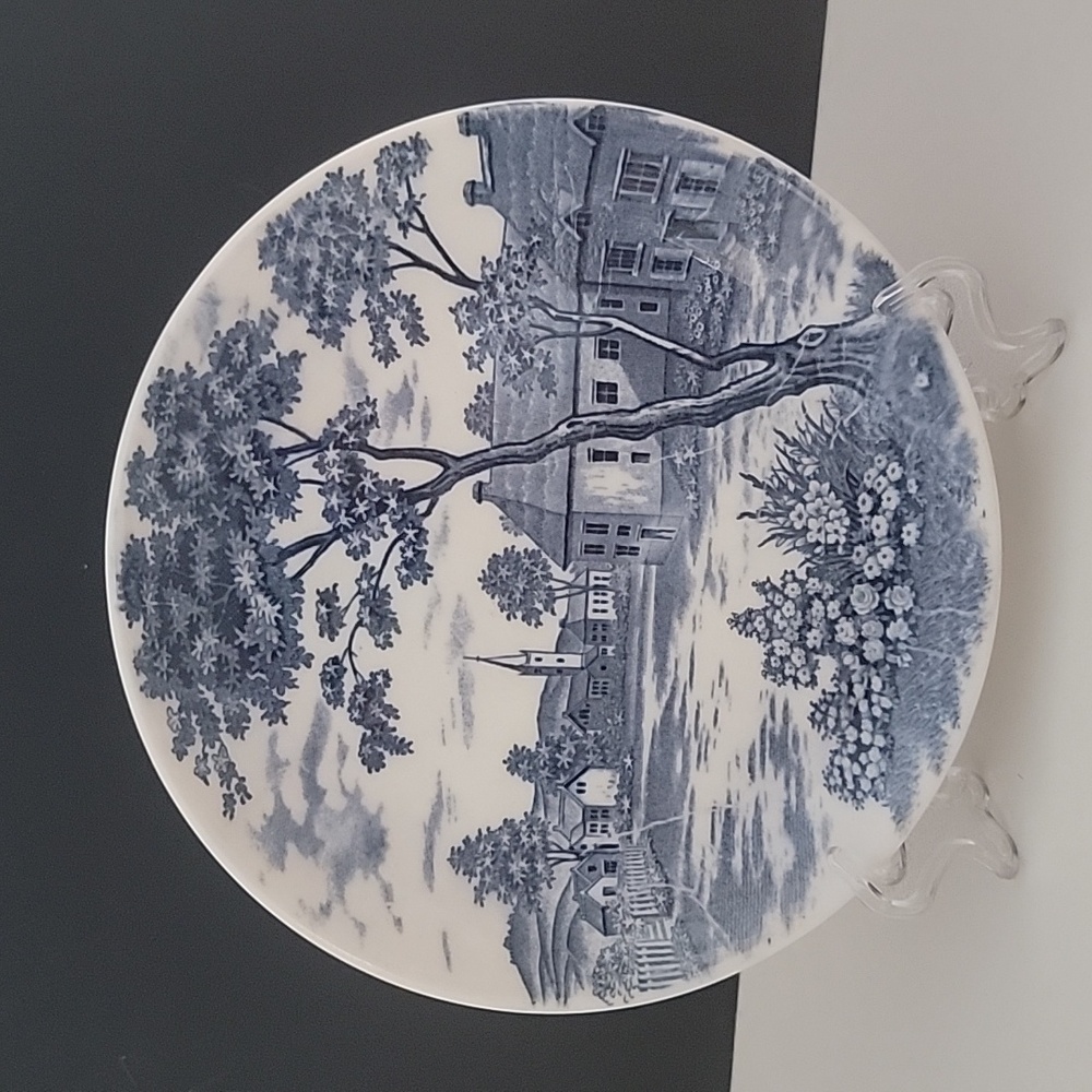 English Village Japan Bread&Butter 6" Plate Blue Transferware (Holmar) attribute